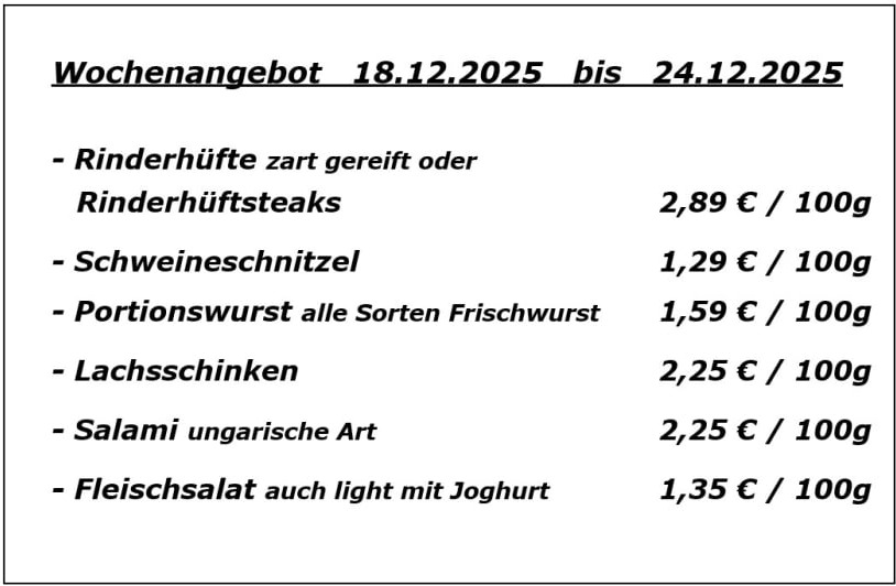 Wochenangebote Metzgerei Kübler Westheim